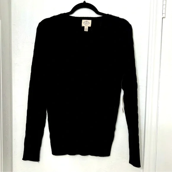 St. John’s Bay Women’s Long Sleeve Pullover Cable Knit, Ribbed Trim, V-Neck, Med - Picture 1 of 7